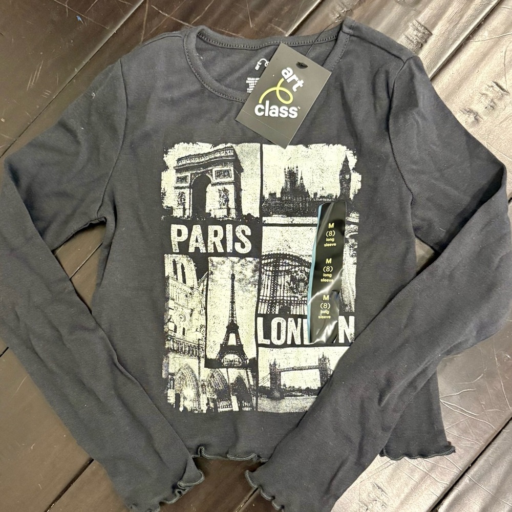 Art Class Black Graphic Long Sleeve Tee